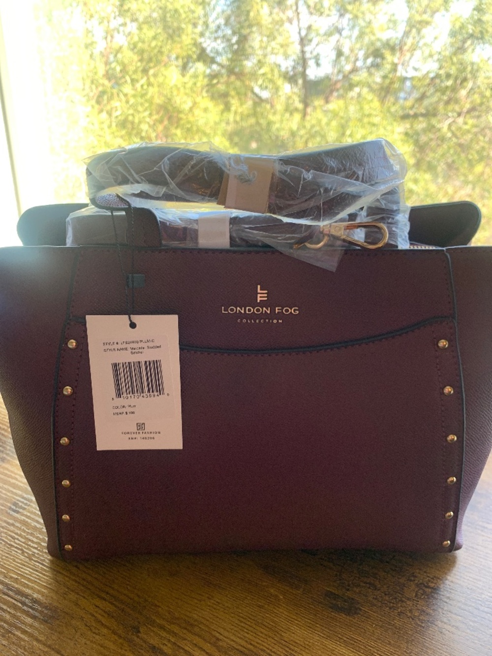London Fog Marcelle Studded Satchel NWT